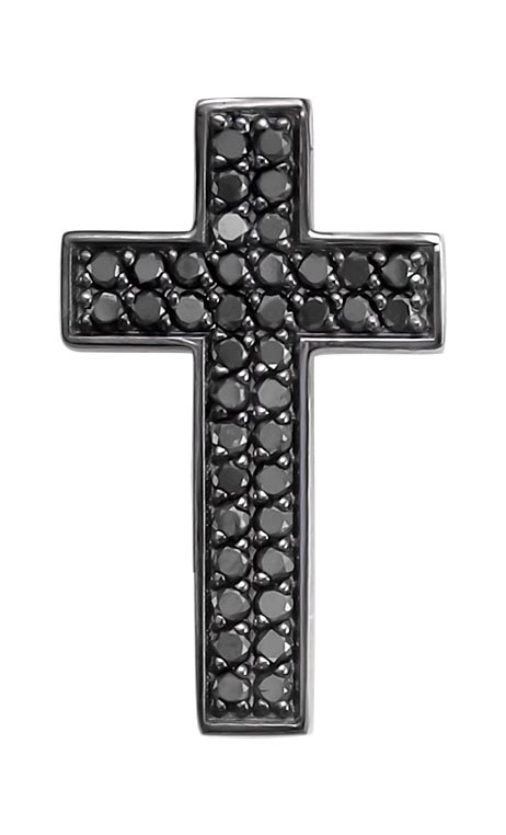 Женский декоративный крестик из белого золота Platika 3-31-0088-205 с черными бриллиантами