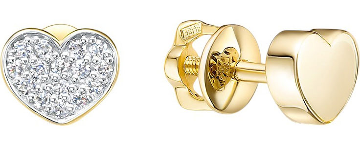 Золотые серьги пусеты-гвоздики Platika 5-0603504-301 с бриллиантами