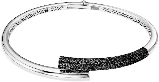 Жесткий браслет из белого золота Platika 7-0585504-205 с черными бриллиантами