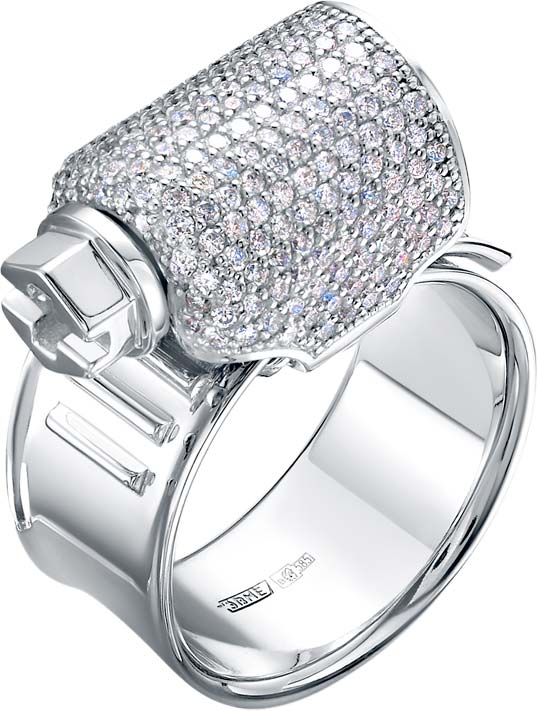 Женский перстень из белого золота Platika OM-0591/1-201 с бриллиантами