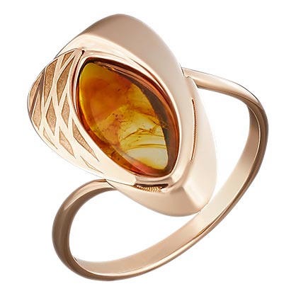 Золотое кольцо PLATINA Jewelry 01-5045-01-271-1110-46 c янтарем