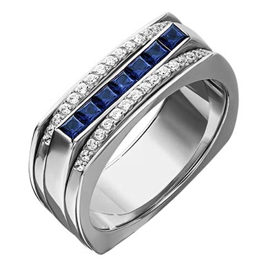 Кольцо из белого золота PLATINA Jewelry 01-5237-00-105-1120-30 c сапфирами, бриллиантами