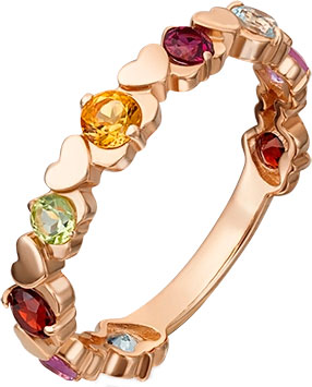 Золотое кольцо PLATINA Jewelry 01-5329-00-252-1110-57 с гранатами, аметистами, топазами, цитрином, хризолитами