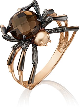 Золотое кольцо PLATINA Jewelry 01-5384-00-202-1110-46 с дымчатым кварцем