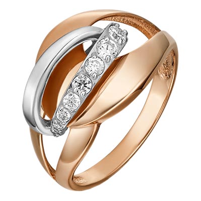 Золотое кольцо PLATINA Jewelry 01-5399-00-401-1111-03 c фианитом