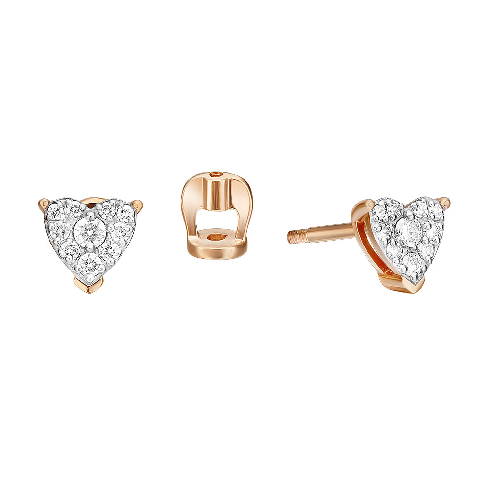 Золотые серьги-пусеты PLATINA Jewelry 02-0927-00-101-1110-30 c бриллиантом