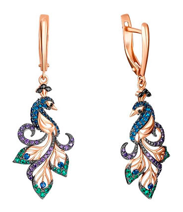 Золотые длинные серьги PLATINA Jewelry 02-3499-03-404-1110-52 с фианитами