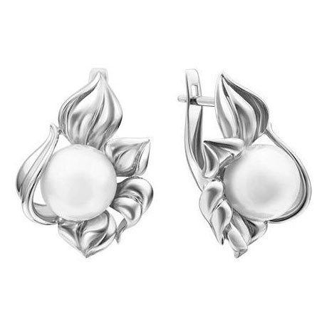 Серьги из белого золота PLATINA Jewelry 02-3671-00-301-1120-31 с жемчугом