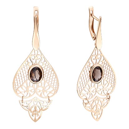 Золотые серьги люстры шандельеры PLATINA Jewelry 02-3687-00-202-1110-46 с кварцем