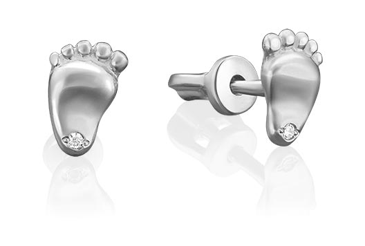 Серьги пусеты-гвоздики из белого золота PLATINA Jewelry 02-3694-00-401-1120-03 с фианитами