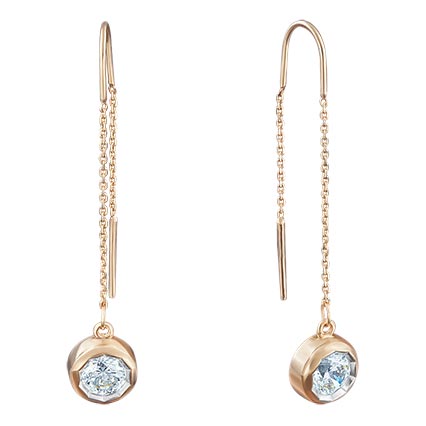 Золотые серьги продевки PLATINA Jewelry 02-3734-00-501-1110-38 с фианитами