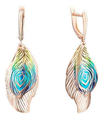 Золотые длинные серьги PLATINA Jewelry 02-3790-00-000-1110-48 с эмалью