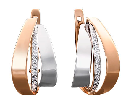 Золотые серьги PLATINA Jewelry 02-3891-00-401-1111-23 с фианитами