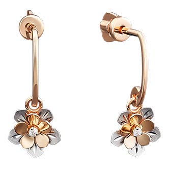 Золотые серьги с подвесками PLATINA Jewelry 02-3938-00-401-1110-65 с фианитами