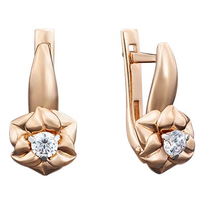 Золотые серьги PLATINA Jewelry 02-3940-00-501-1110-38 c фианитом