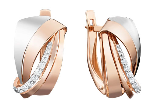 Золотые серьги PLATINA Jewelry 02-3964-00-401-1111-03 с фианитами