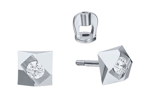 Cерьги пусеты-гвоздики из белого золота PLATINA Jewelry 02-4014-00-401-1120-03 с фианитами