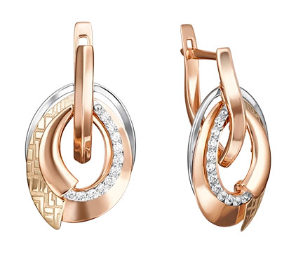 Золотые серьги PLATINA Jewelry 02-4102-00-401-1113-66 с фианитами