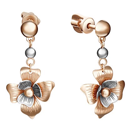 Золотые серьги с подвесками PLATINA Jewelry 02-4139-00-000-1111-65