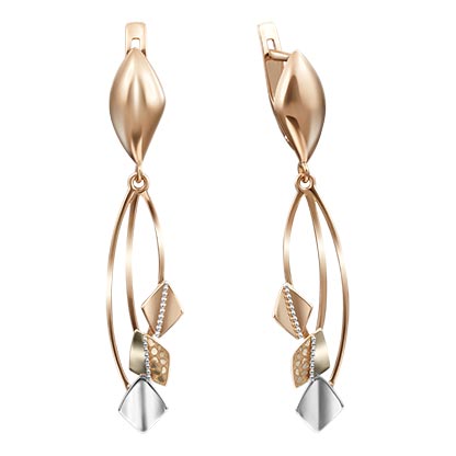 Золотые серьги с подвесками PLATINA Jewelry 02-4190-00-000-1113-64