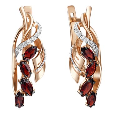 Золотые серьги PLATINA Jewelry 02-4202-00-264-1110-57 c гранатом, топазом