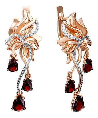 Золотые серьги PLATINA Jewelry 02-4266-00-204-1110-57 с гранатами