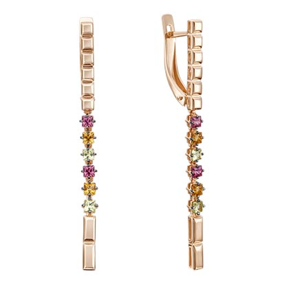 Золотые серьги PLATINA Jewelry 02-4287-00-219-1110-57 c гранатом, хризолитом, цитрином