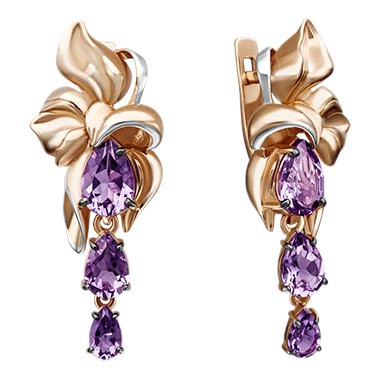 Золотые серьги PLATINA Jewelry 02-4324-00-203-1110-46 c аметистом