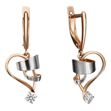 Золотые серьги с подвесками PLATINA Jewelry 02-4325-00-501-1110-38 с фианитами