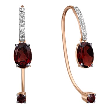 Золотые серьги PLATINA Jewelry 02-4365-00-264-1110-57 c гранатом, топазом