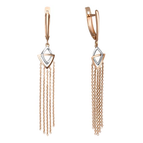 Золотые длинные серьги с подвесками PLATINA Jewelry 02-4378-00-000-1111-65