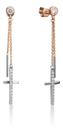 Золотые серьги с подвесками PLATINA Jewelry 02-4395-00-401-1111-42 с фианитами
