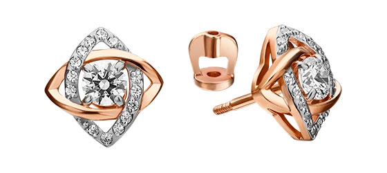 Золотые серьги пусеты-гвоздики PLATINA Jewelry 02-4403-00-501-1110-38 с фианитами