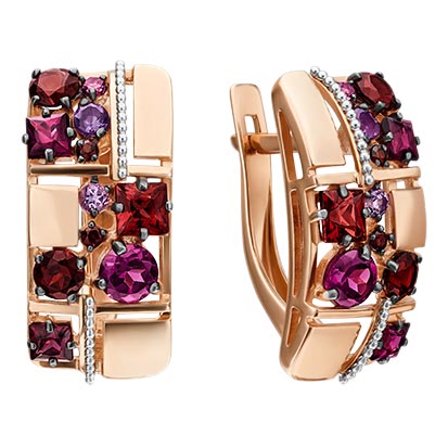 Золотые серьги PLATINA Jewelry 02-4406-00-257-1111-57 c аметистом, гранатом