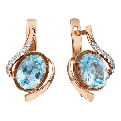 Золотые серьги PLATINA Jewelry 02-4458-00-201-1110-57 c топазом