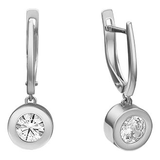 Серьги круглые из белого золота с подвесками PLATINA Jewelry 02-4500-00-501-1120-38 с фианитами