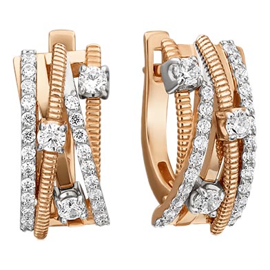 Золотые серьги PLATINA Jewelry 02-4517-00-401-1111-24 c фианитом