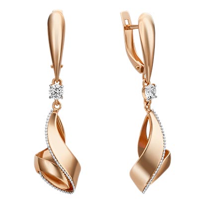 Золотые серьги с подвесками PLATINA Jewelry 02-4520-00-501-1111-38 с фианитами