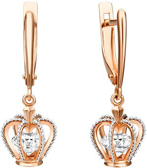 Золотые серьги с подвесками PLATINA Jewelry 02-4539-00-501-1111-67 с фианитами
