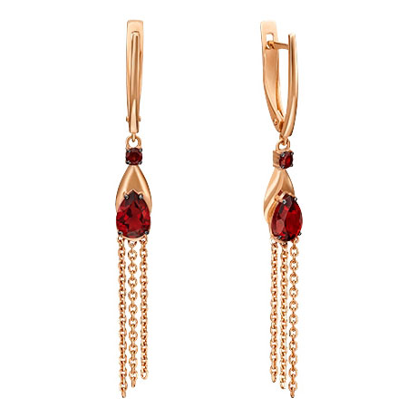 Золотые серьги PLATINA Jewelry 02-4554-00-204-1110-57 с гранатами