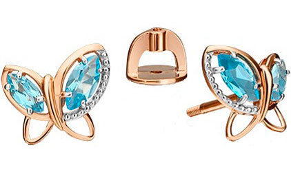 Золотые серьги пусеты-гвоздики PLATINA Jewelry 02-4558-00-201-1110-46 с фианитами