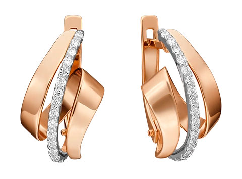 Золотые серьги PLATINA Jewelry 02-4562-00-401-1111-24 с фианитами