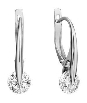 Cерьги из белого золота PLATINA Jewelry 02-4568-00-501-1120-38 с фианитами