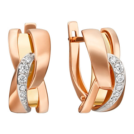 Золотые серьги PLATINA Jewelry 02-4572-00-401-1113-03 с фианитами