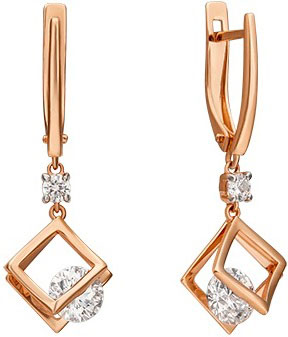 Золотые серьги с подвесками PLATINA Jewelry 02-4574-00-501-1110-38 с фианитами