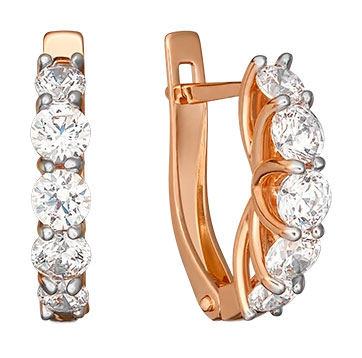 Золотые серьги PLATINA Jewelry 02-4581-00-501-1110-38 с фианитами