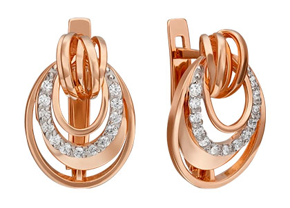 Золотые серьги PLATINA Jewelry 02-4606-00-401-1110-23 с фианитами