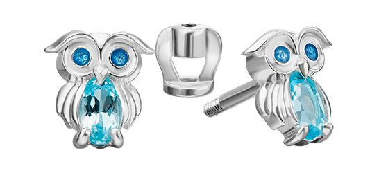 Серебряные серьги-пусеты PLATINA Jewelry 02-4648-00-201-0200-68-Ag c топазом