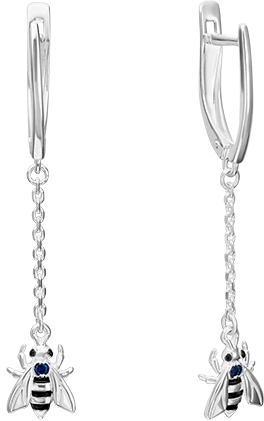 Серебряные серьги PLATINA Jewelry 02-4650-00-102-0200-72-Ag c сапфиром