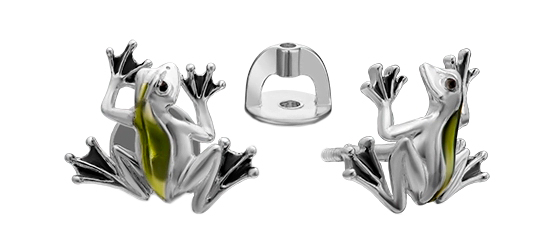 Серебряные серьги-пусеты PLATINA Jewelry 02-4654-00-000-0200-71-Ag c эмалью